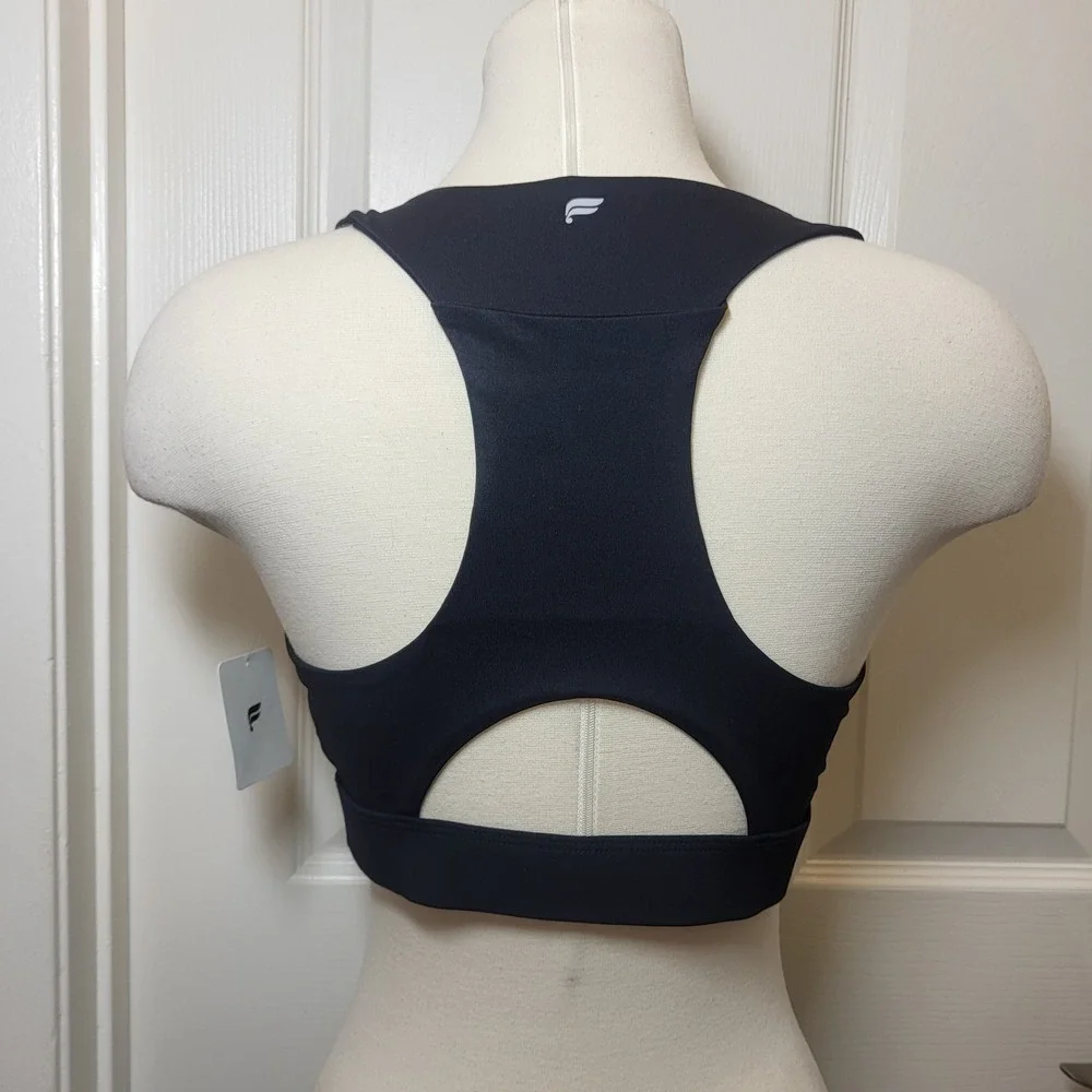 Fabletics On The Go Midi Medium Impact Sports Bra Black Size Medium-8 MSRP $64